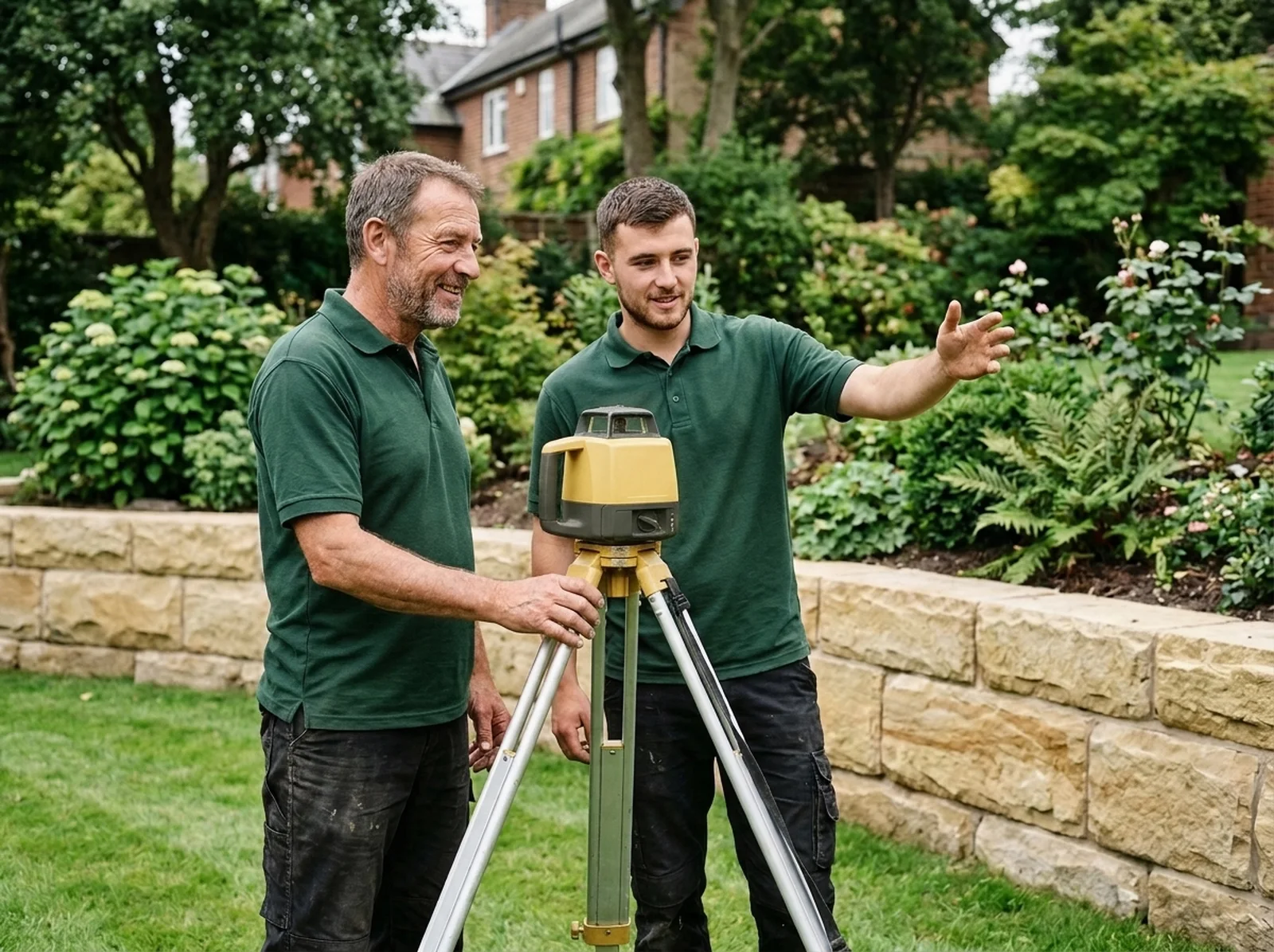 David Mercer setting up the Leica rotary laser level during a 30-minute site survey